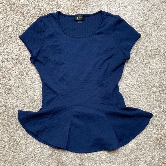 Navy Peplum Top - Picture 1 of 2